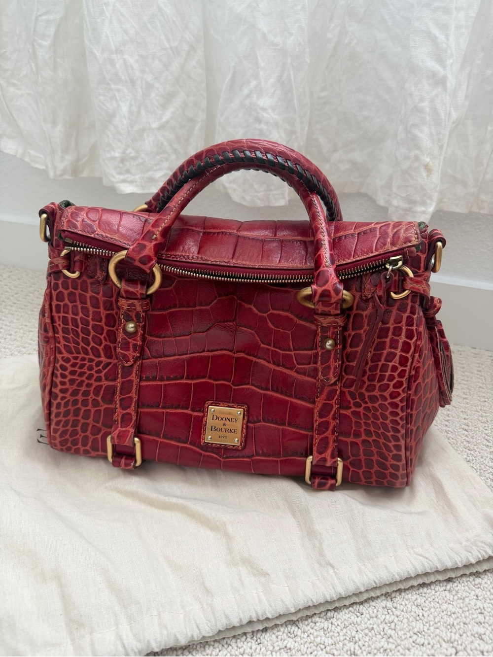 Dooney & Bourke Florentine Red fino croc-Embossed Leather Bag with Gold
